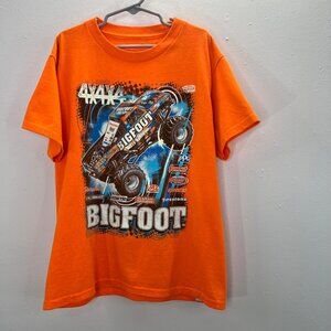 Bigfoot Monster Truck T Shirt 4x4 Boys M L Orange Graphic Short Sleeve Tee
